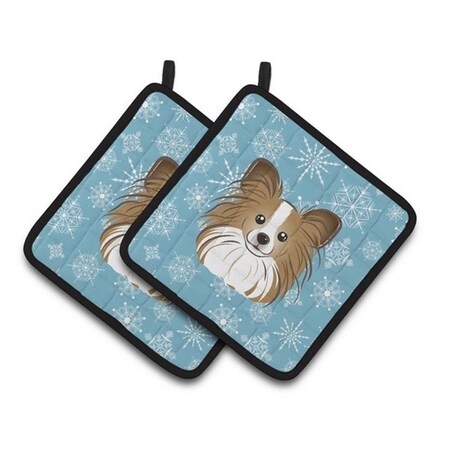 Carolines Treasures Snowflake Papillon Pair of Pot Holders, 7.5 x 3 x 7.5 in. BB1682PTHD